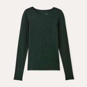 Everlane The Luxe Rib Long-Sleeve Crew, dark green (size small)